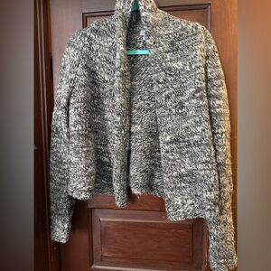 J. Jill Marled Grey and White Cropped Cardigan